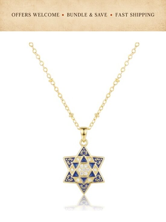Jewelry - Star of David Necklace Gold Plated Hexagon Chain Jewish Pendant Gift